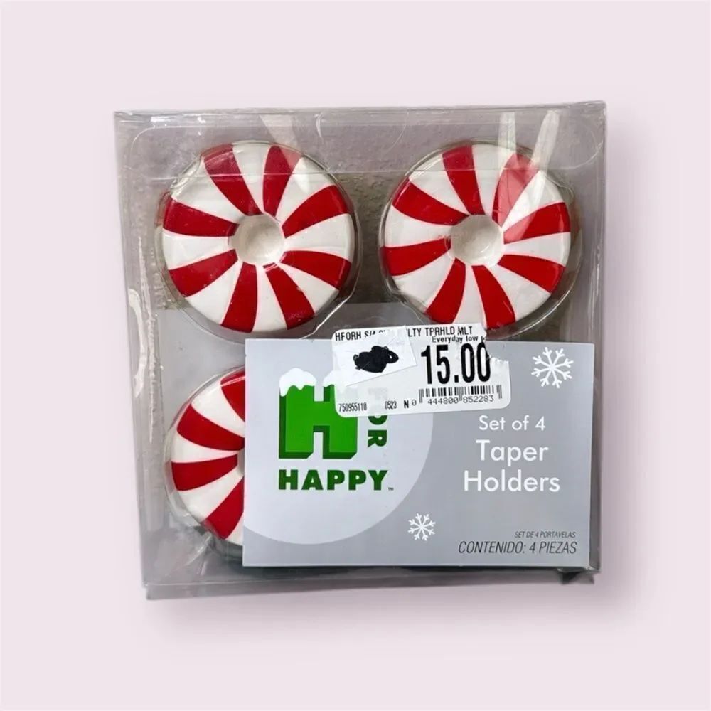 H IS FOR HAPPY Candy Cane Taper Candle Holders For 1/2" Tapers *NEW*